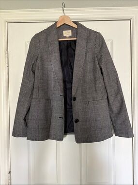 Sezane Gray Plaid Blazer